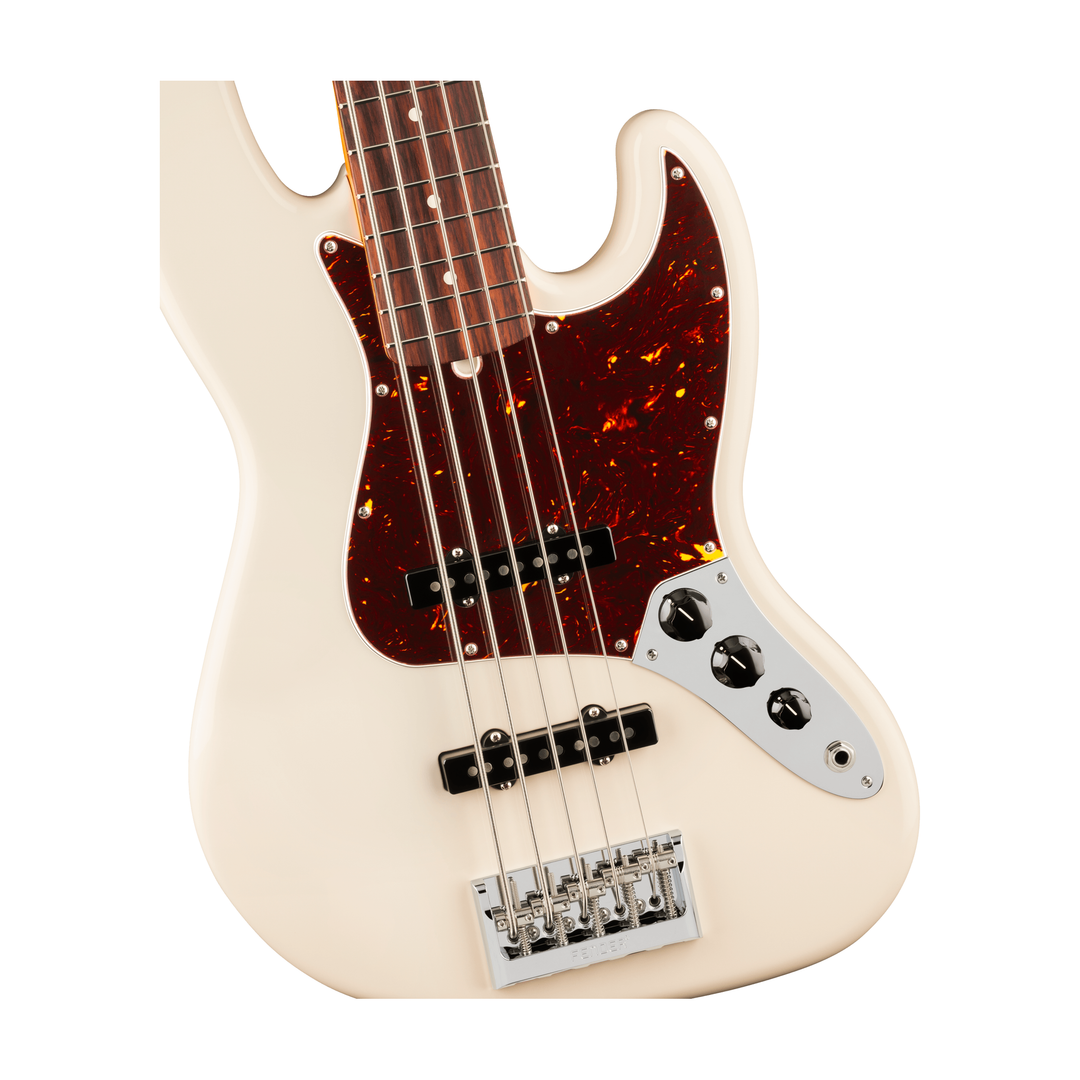 Fender American Professional Jazz Bass V Rosewood Fingerboard 5-String Electric Bass (Olympic White)