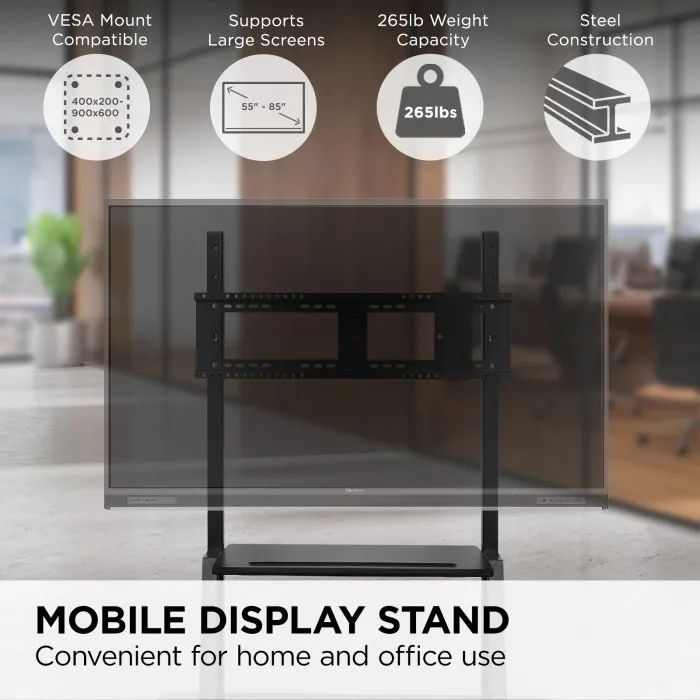 ViewSonic VB-STND-001  Mobile Trolley Cart with Storage Tray and Mounting Bracket for ViewBoard Displays