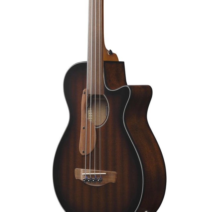 Ibanez AEGB24FEMHS Acoustic/Electric Fretless Bass Guitar - Mahogany Sunburst