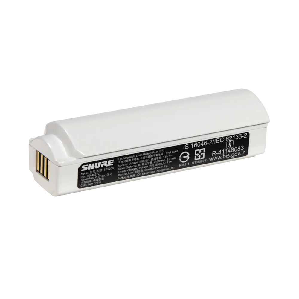 Shure SB920A Li-Ion Rechargeable Battery for ADX2 Handheld