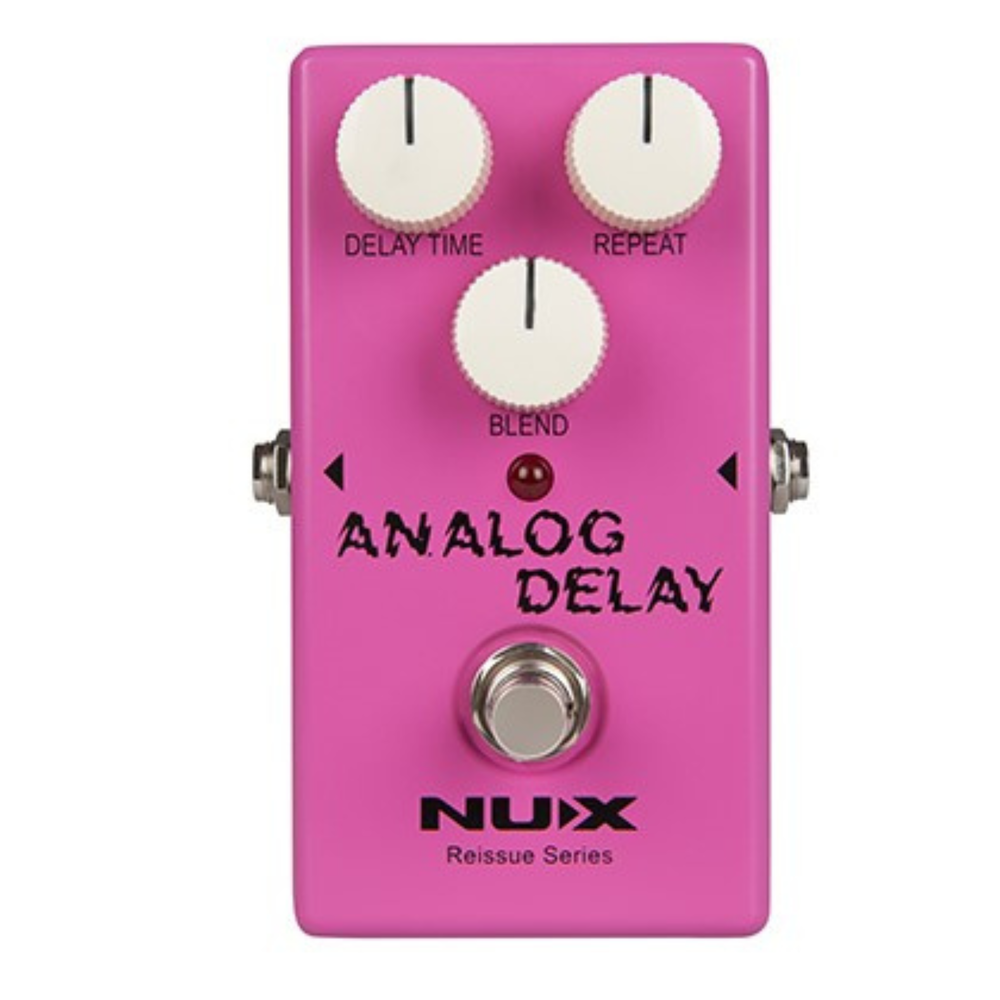 The NUX ANALOG DELAY pedal from the Reissue Series has 100% analogue circuit with 3205 and 3102 BBD chips. It gives you the warm sounding analog delay effect from the 80&rsquo;s. Experiment the effect by turning up the repeat and tweaking the DELAY TIME knob!