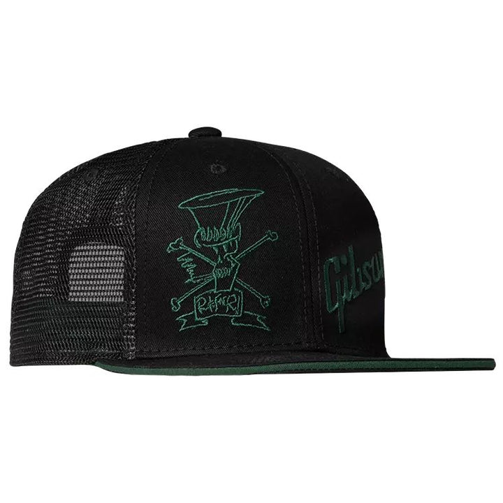 Gibson GHT-SLSHTRHTG Slash 'Skully' Trucker Hat, Black and Green