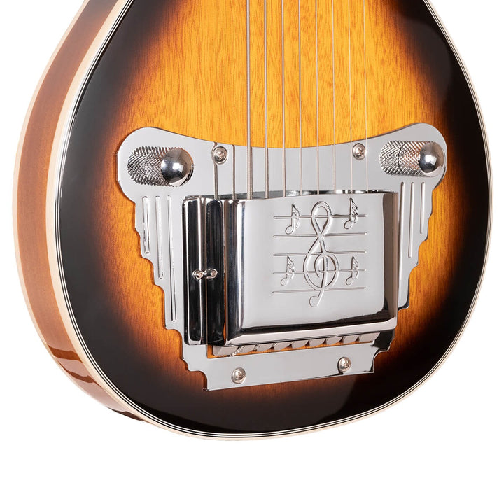 The Gold Tone LS-8 evokes the Oahu Tonemaster, one of the most revered lap steels of the 1950s. Our version is so close to the original that owners of Oahu instruments buy LS-8 pickups and hardware from us for use in the restoration of their prized guitars. The LS-8 is set up for F6 tuning (DFACDFAC) but other tunings can be accommodated by installing strings that are gauged for those tunings.