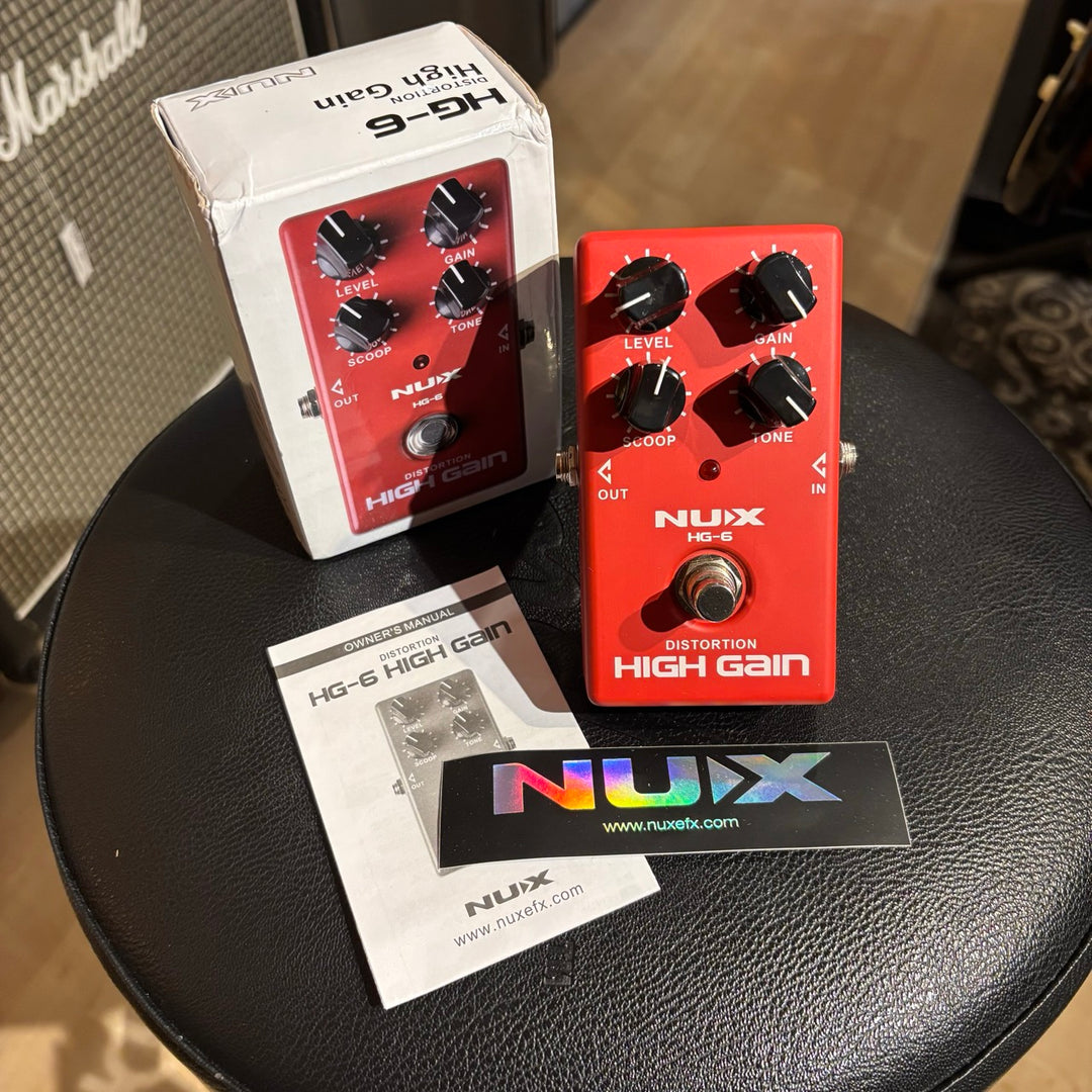 NUX- HG-6 Analog High Gain Distortion Pedal w/ Box & User Guide- USED