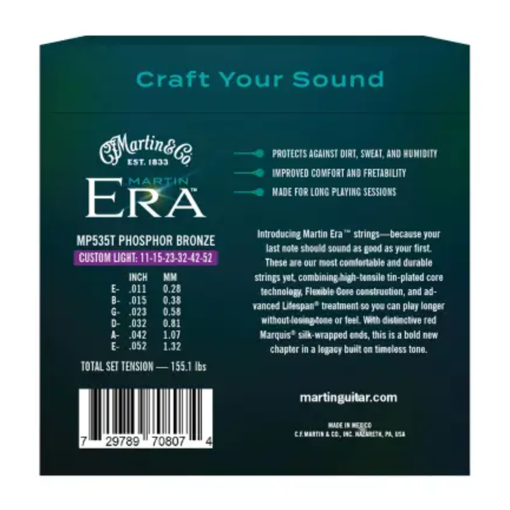 Martin Era MP535T Treated Acoustic Guitar Strings Custom Light 11-52