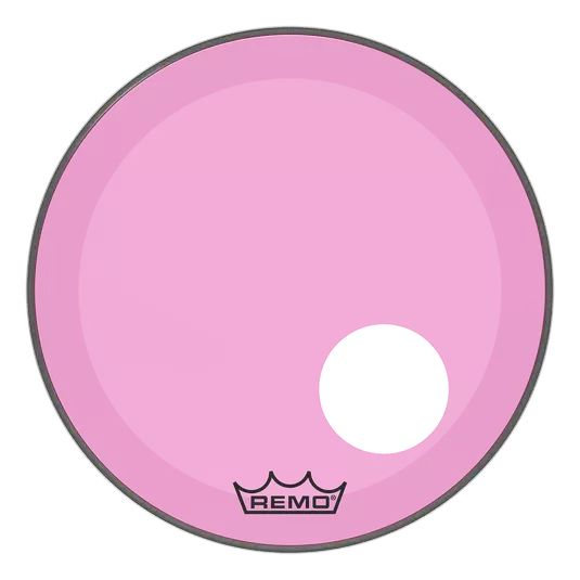 Remo P3-1322-CT-PKOH Bass, POWERSTROKE 3, COLORTONE, 22" Diameter, Pink, 5" Offset Hole