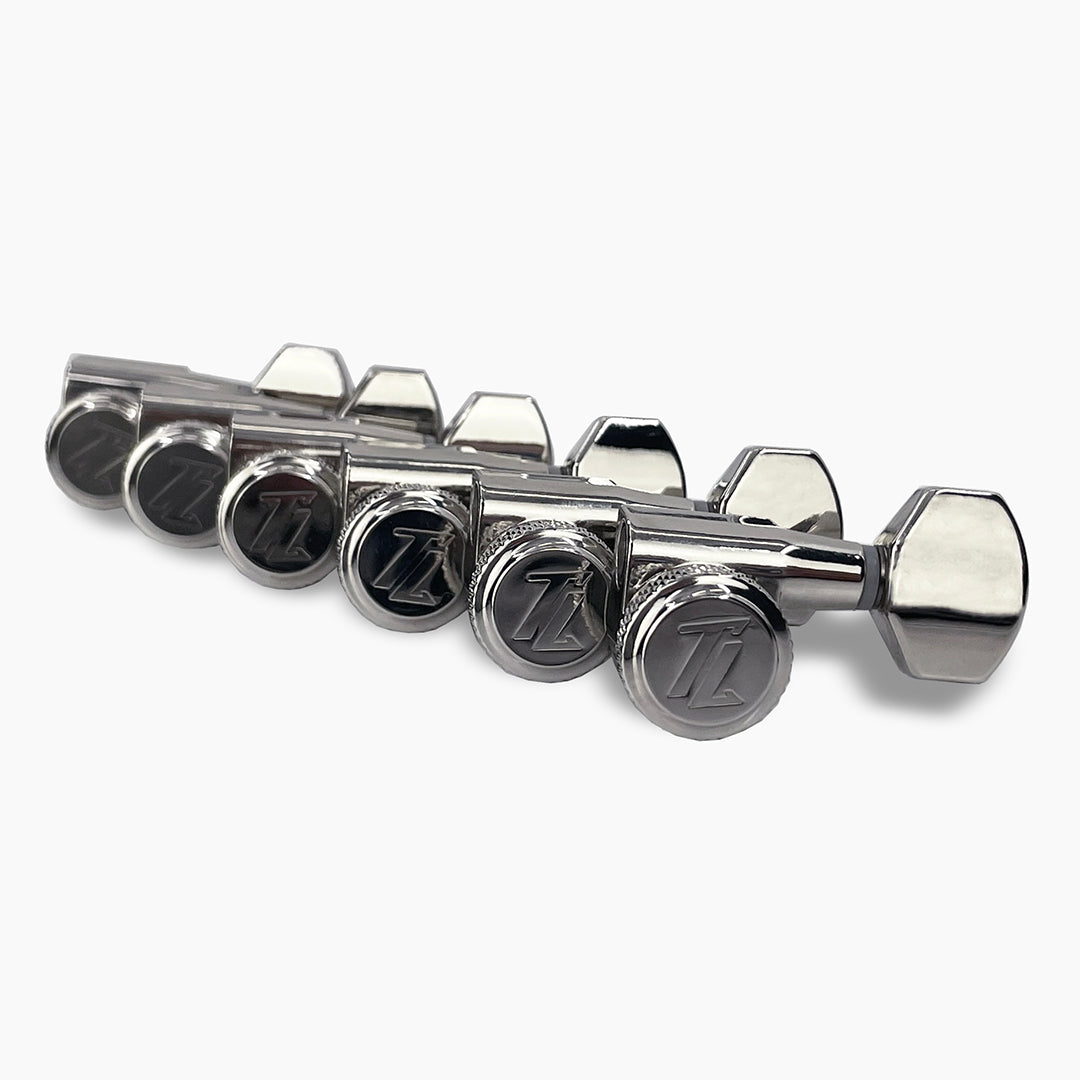 Allparts TK-7106-001 True-Lok Mini Locking Tuners - 6-in-line, Single Pin, Nickel