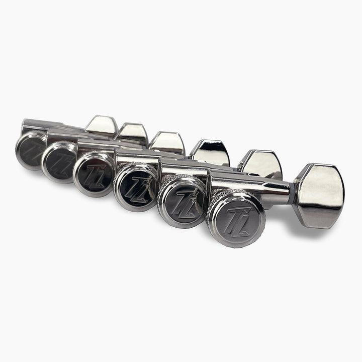 Allparts TK-7106-001 True-Lok Mini Locking Tuners - 6-in-line, Single Pin, Nickel