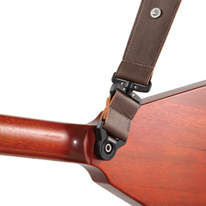 D'Addario 25BALSV02 2.5" Auto Lock Comfort Leather Guitar Strap with Swivel (Brown)