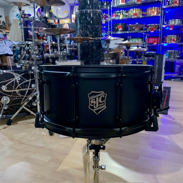 SJC Drums Alpha Steel Black Metal Snare Drum 6.5x14