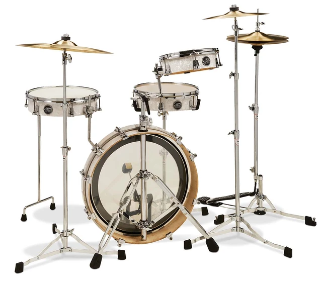 DW Performance Series Low Pro 4-Piece Shell Pack Finish Ply Drum Set (3x10, 3x13, 3x20 w/ 3x12 Snare) - White Marine