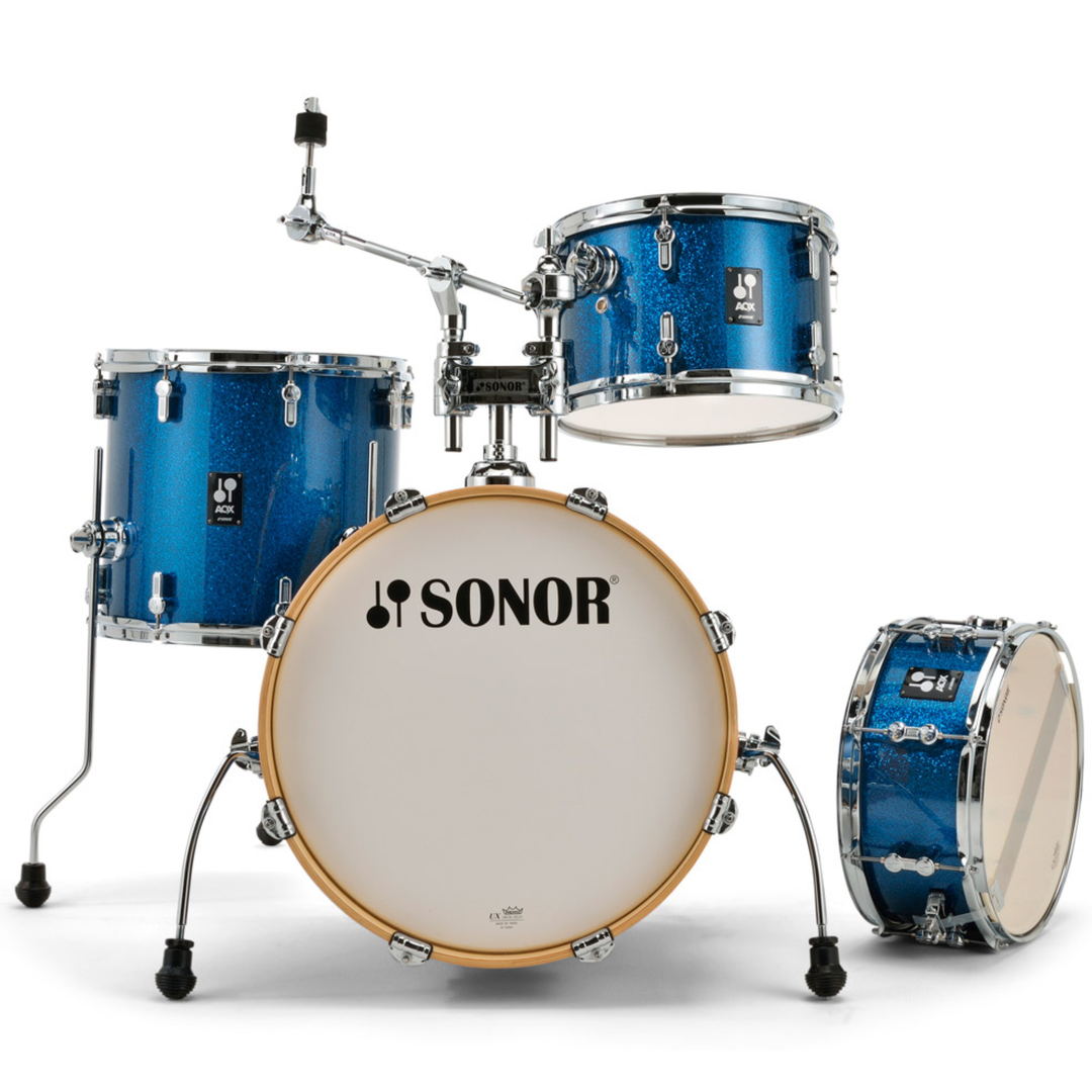 Sonor AQX Jazz Set 4-Piece Drum Kit  with Cymbal / Tom Holder - Blue Ocean Sparkle