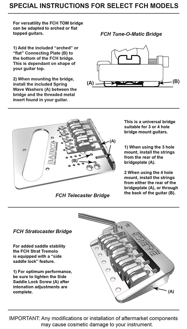 Allparts SB-3555-003 - Babicz Full Contact FCH STRAT STYLE TREMOLO, 6 String