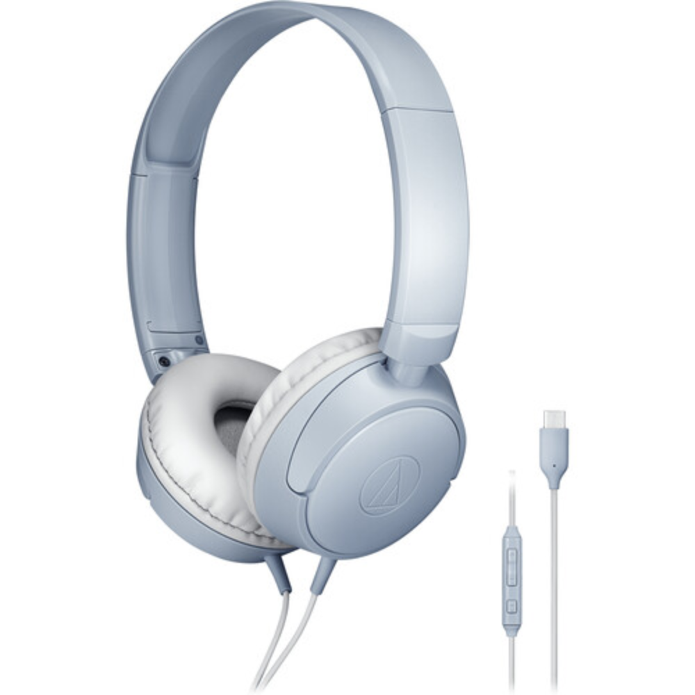 Audio-Technica ATH-S120C-GY USB-C On-Ear Headphones (Blue-Gray)