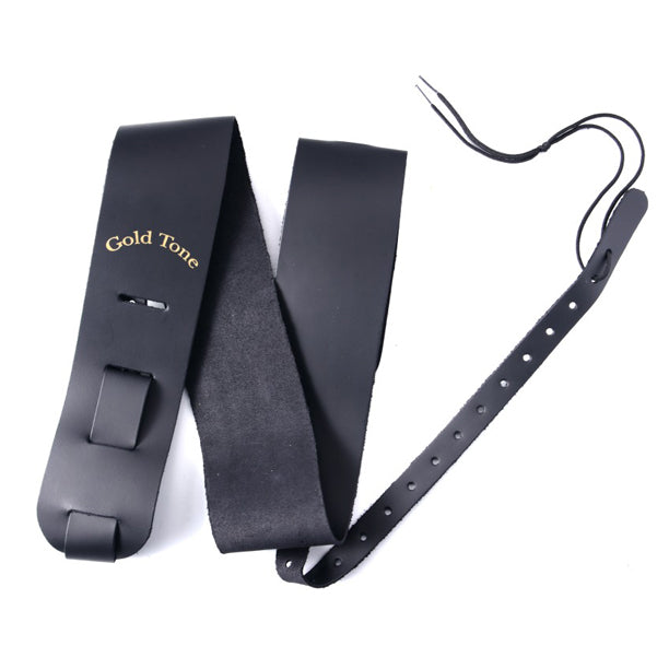This genuine leather, fully adjustable strap is a must-have for banjos weighing more than five pounds. It provides optimal support and balance by lacing beneath the hooks under the pot. Note: does not fit and Cripple Creek banjos.