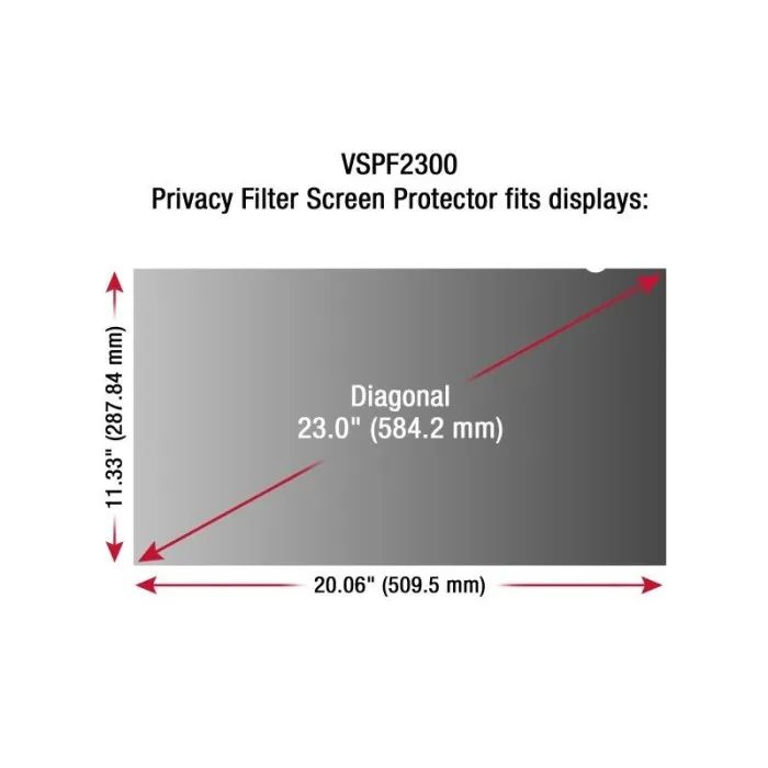 Viewsonic VSPF2300 23.0" Privacy Filter  16:9 LCD Monitor, Anti-Glare & Scratch Resistant, Black