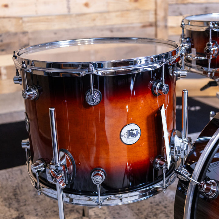 DW Design Series Frequent Flyer 4-Piece Shell Pack Gloss Lacquer Drum Set (8x12, 11x14, 12x20, 5x14) - Tobacco Burst