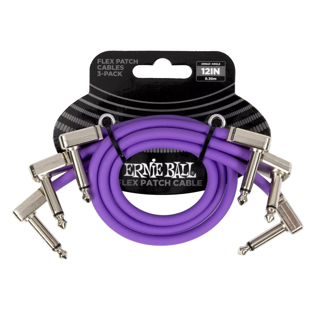 Ernie Ball 6453EB Flex Patch Cable 12" - Purple (3 Pack)