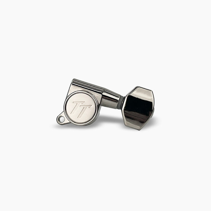 Allparts TK-7113-001 True Tune Mid Size Tuners, 6-in-line, Staggered Posts, Nickel