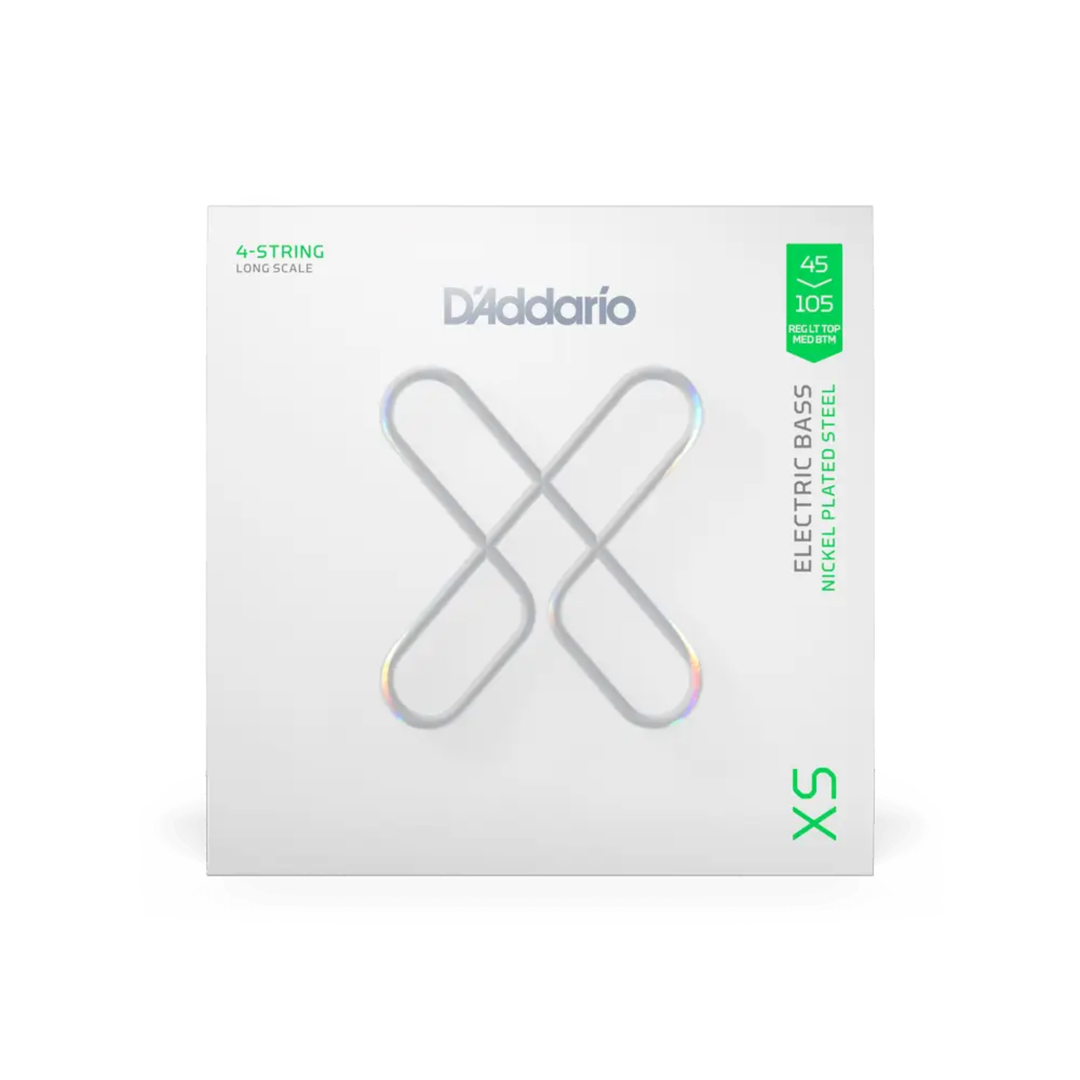 D'Addario XSB45105 XS Light Top Medium Bottom 4-String Long Scale Coated Bass Strings (45-105)