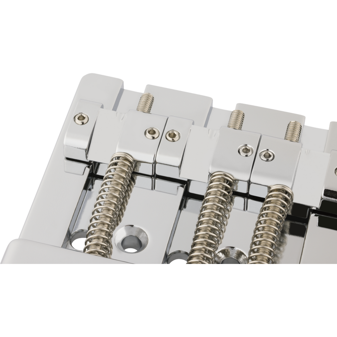 Fender ® HiMass™ String-Through 4-String Bass Bridge Assembly With Brass Saddles -  Chrome