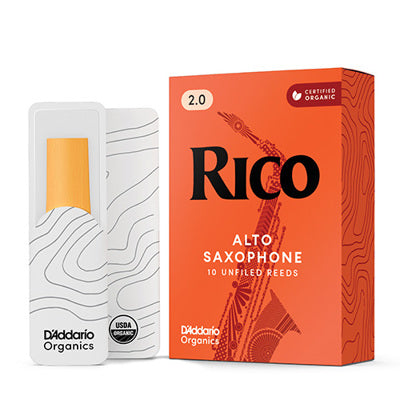 D'addario Rico Organic Alto Saxophone Reeds Strength 2.0 (10-Pack)