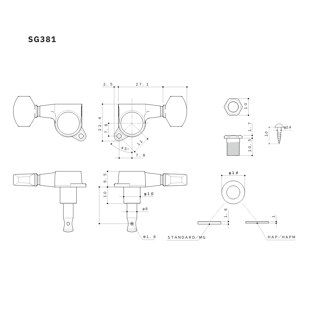 Allparts TK-0760-B01 Gotoh Mini Keys - 10 Sets of 6-In-Line Tuners Bulk Packed (Includes Bushings & Screws)