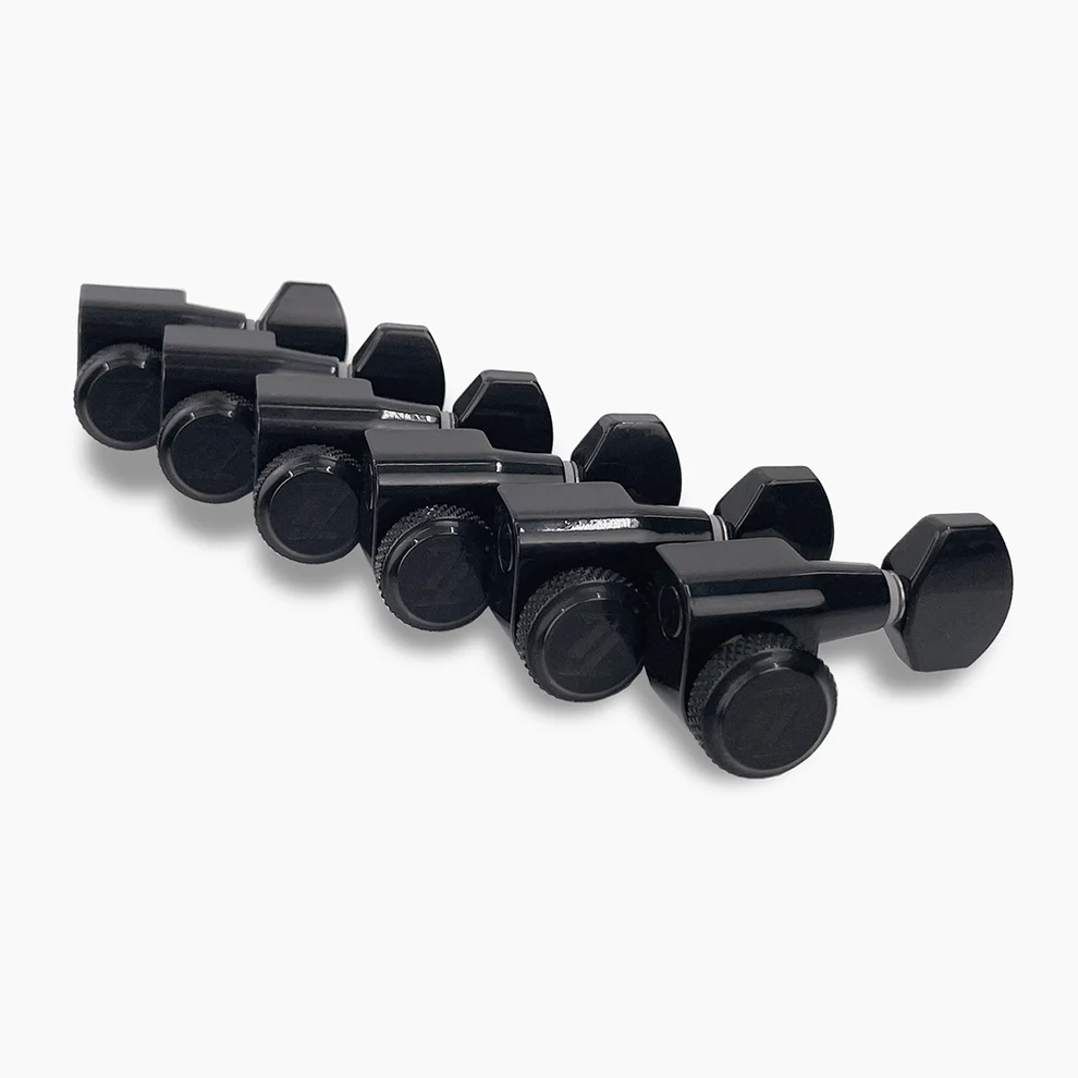 Allparts TK-7107-003 True-Lok Mid-Size Locking Tuners - 6-in-line, Single Pin, Black