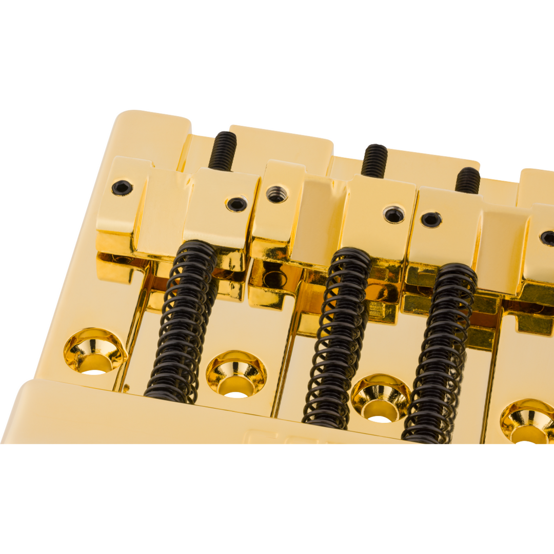 Fender ® HiMass™ 4-String Bass Bridge Assembly With Brass Saddles -  Gold