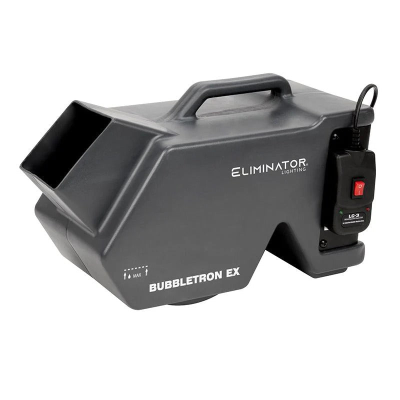 TheBubbletron EX by Eliminator Lightingis a smaller lightweight bubble machine that features a bubble production rate comparable to larger machines. Its EZ-Access front fluid tank makes the Bubbletron EX easy to use and easy to clean.