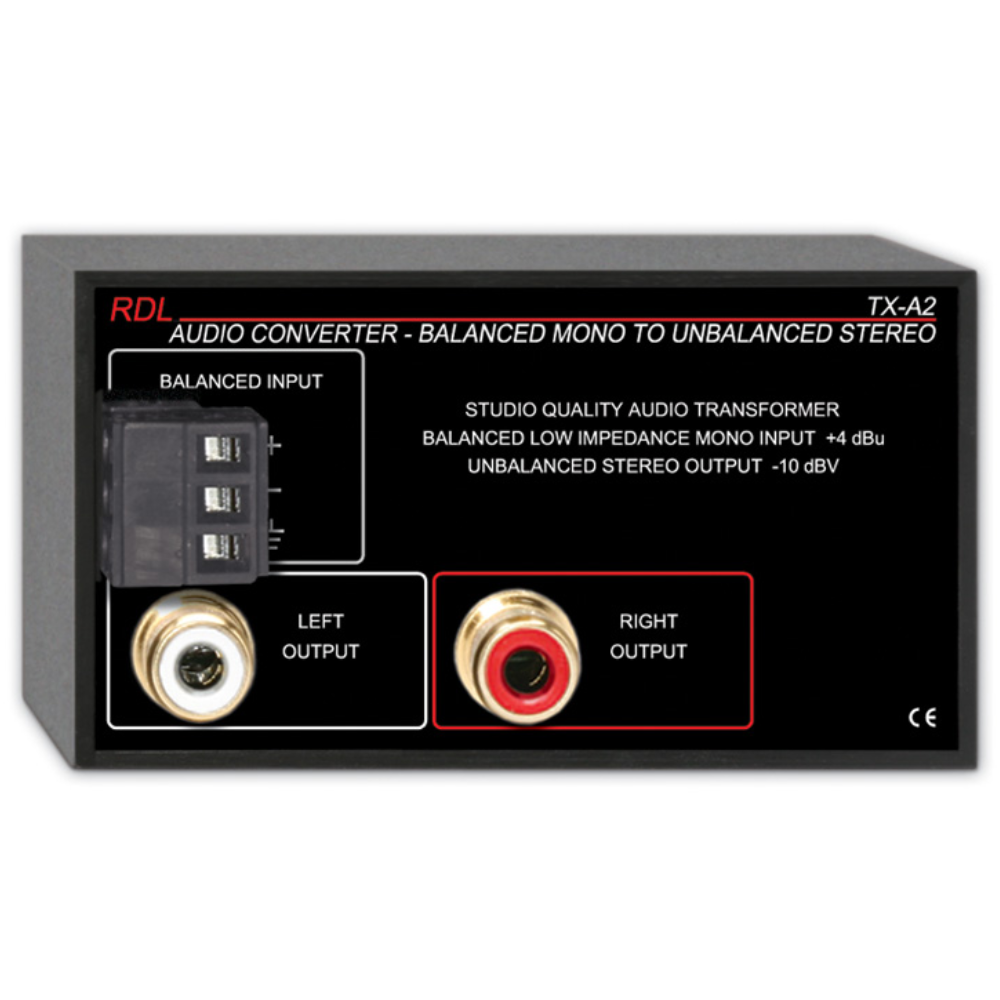 RDL TX-A2 Audio Converter - Balanced to Unbalanced