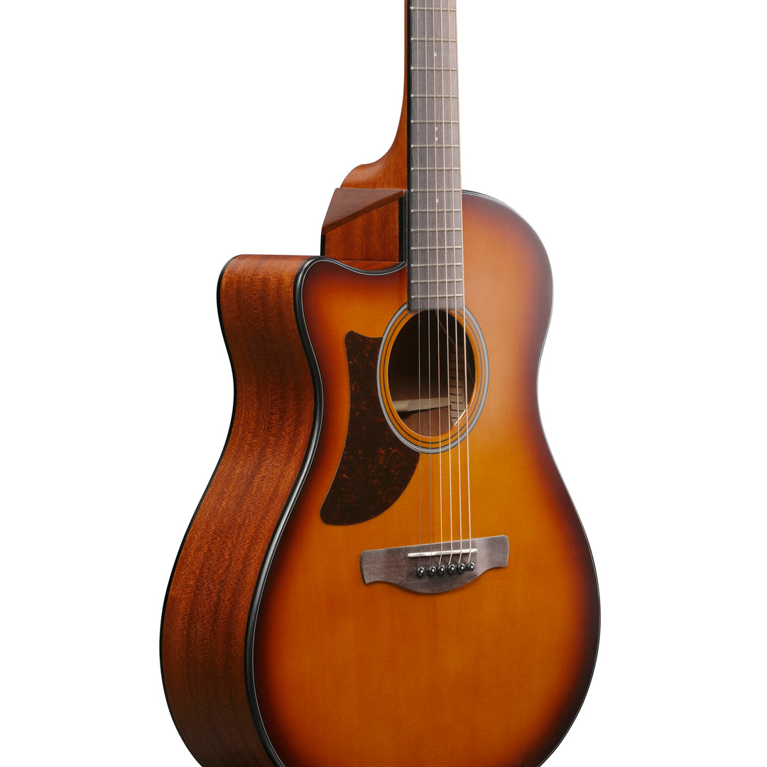 Ibanez AAM50LCEOLB Acoustic/Electric Guitar Left Handed - Open Pore Light Brown Sunburst Top, Natural Open Pore Back and Sides