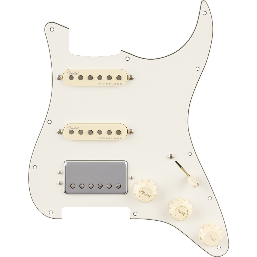 Fender Pre-Wired Strat® Pickguard -  Quadra Tap™/Ultra Noiseless™ HSS -  Parchment 11 Hole PG