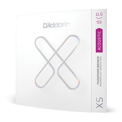 D'Addario XSAPB11553 XS Phosphor Bronze Coated Acoustic Guitar Strings Custom Light Plus - .0115-.053