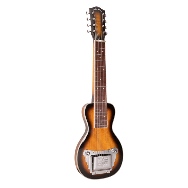 The Gold Tone LS-8 evokes the Oahu Tonemaster, one of the most revered lap steels of the 1950s. Our version is so close to the original that owners of Oahu instruments buy LS-8 pickups and hardware from us for use in the restoration of their prized guitars. The LS-8 is set up for F6 tuning (DFACDFAC) but other tunings can be accommodated by installing strings that are gauged for those tunings.