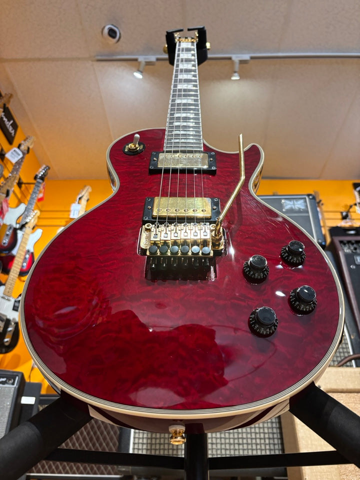 Epiphone - Alex Lifeson LP Axcess Quilt "Ruby Red" w/ Floyd Rose , OHSC & Candy (2022) - USED