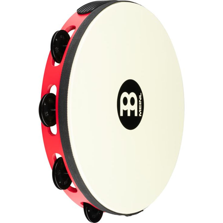 Meinl Percussion 10" Touring Synthetic Head Wood Tambourine Single row Red Black plated steel jingles