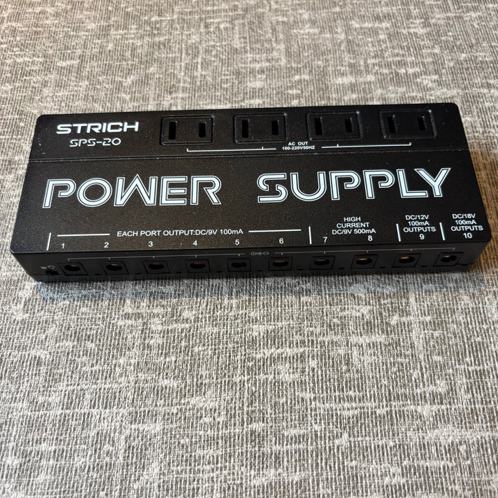Strich - SPS-20 Pedal Power Supply w/ 7x Barrel Jack Jumper PWR Cables - USED