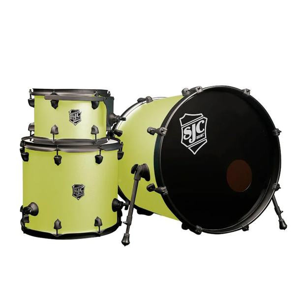 SJC Drums PFK322FBSLWBJ Pathfinder 3-Piece Kit (8x12,14x16,18x22) - Sublime Lime, Black HW