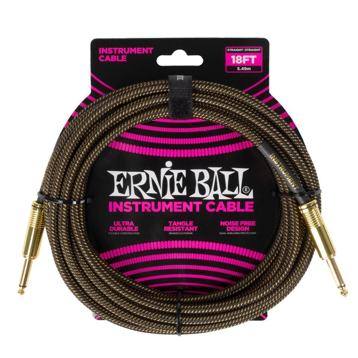 Ernie Ball 18' Straight Braided Cable - Pay Dirt