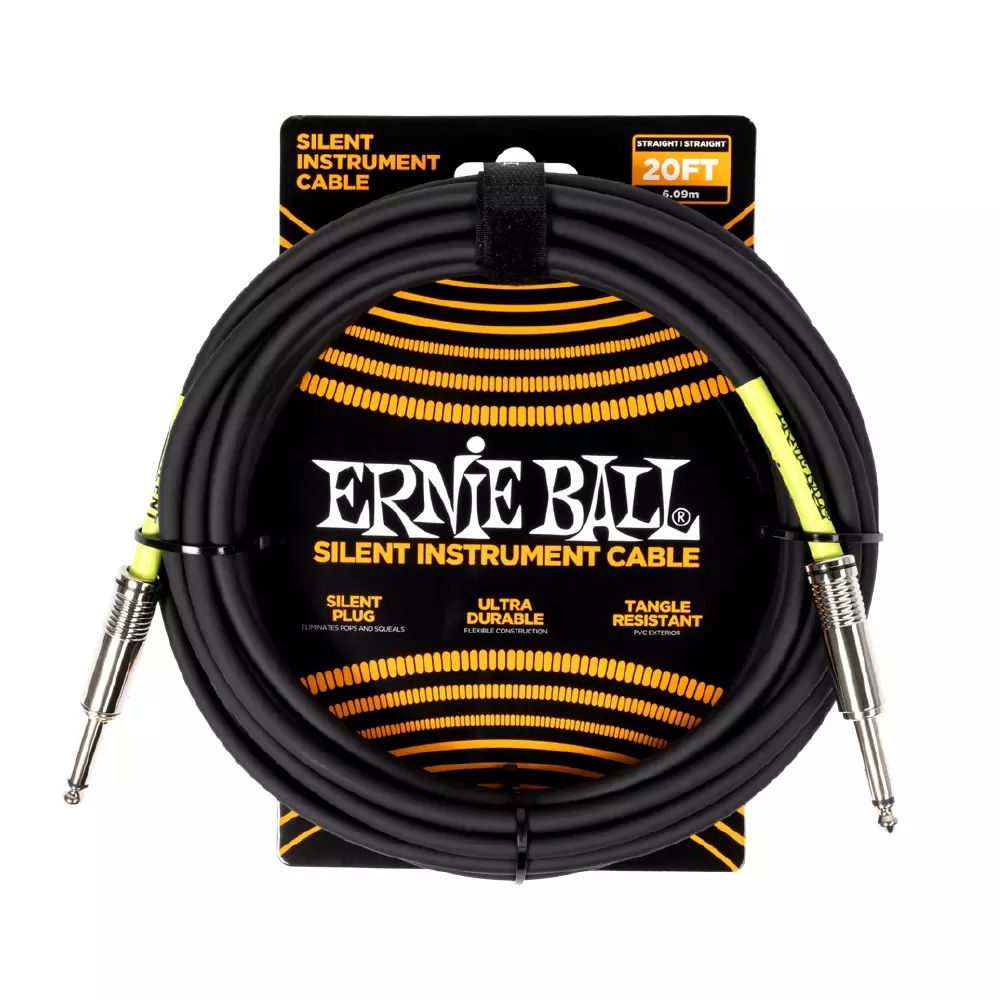 Ernie Ball 6473EB Classic Silent Instrument Cable Straight/Straight 20' - Black