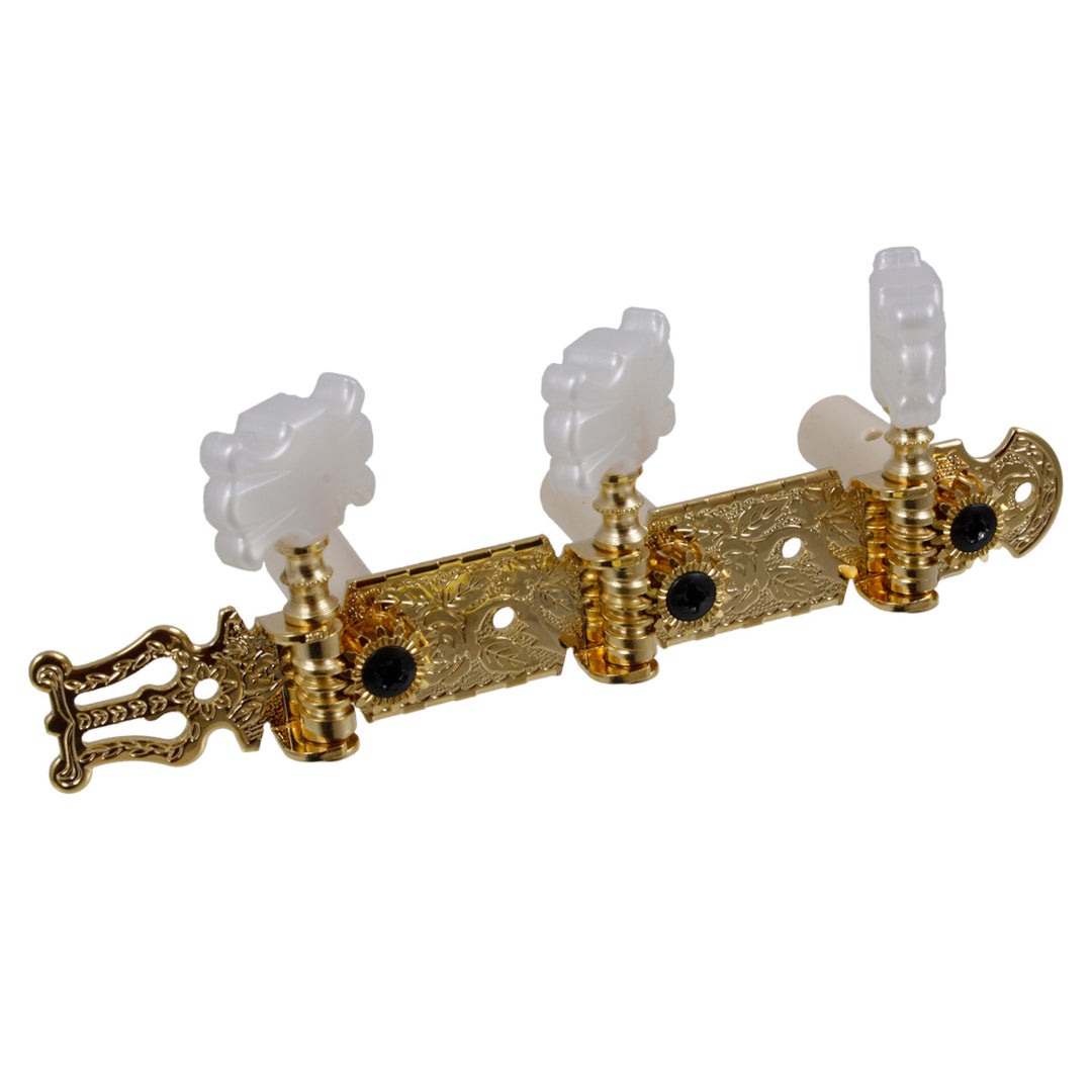 Allparts TK-0125 Classical Tuner Set with Round White Buttons Gold