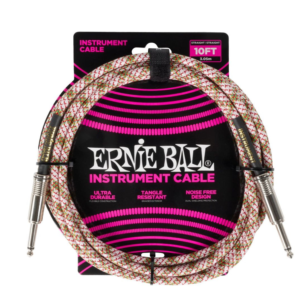 Ernie Ball 10' Straight Braided Cable - Emerald Argyle