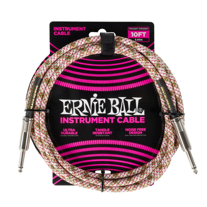Ernie Ball 10' Straight Braided Cable - Emerald Argyle