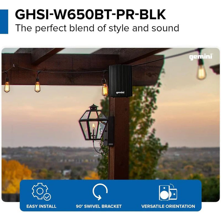 Gemini GHSI-W650BT-PR-BLK Pair of 6.5" Waterproof Mountable Outdoor Bluetooth Speakers