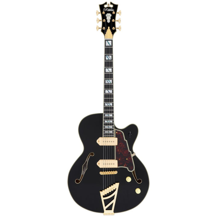 D'Angelico DAE59SBK2GT Fully Hollow Single Cutaway Includes Hard Case - Solid Black