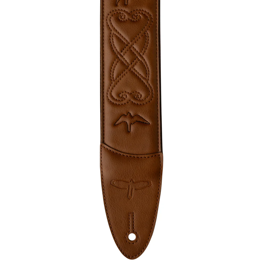 PRS 2.4" Padded Guitar Strap w/RAS, Custom Leather (Faux) Birds - Tan