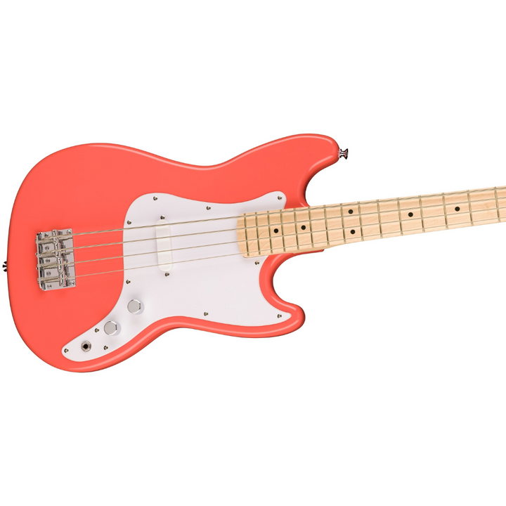 Squier Sonic Bronco Bass, Maple Fingerboard, White Pickguard - Tahitian Coral