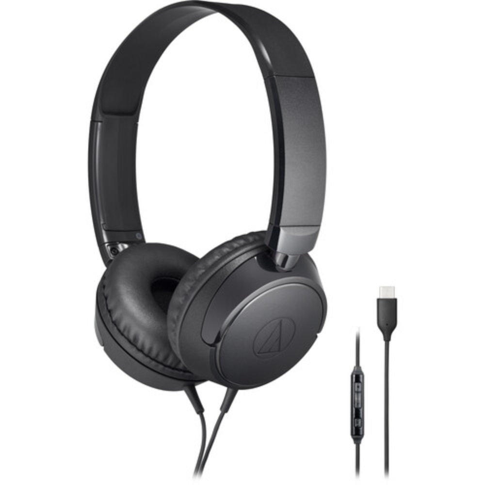 Audio-Technica ATH-S120C-BK USB-C On-Ear Headphones - Black