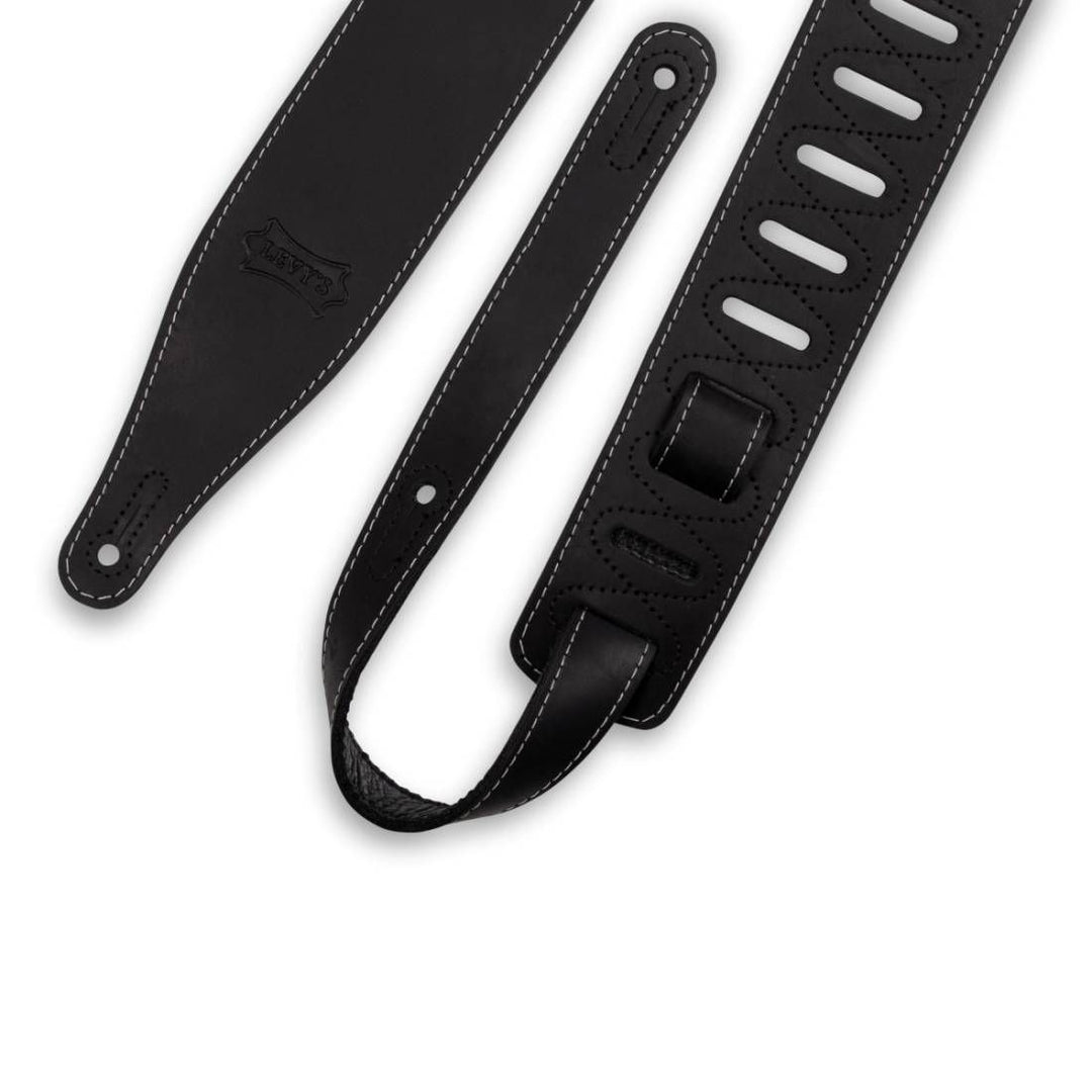 Levy's 2.5'' Pull-up Butter Leather Guitar Strap - Black